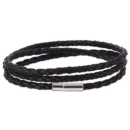1Pc New Fashion Men Women Three Laps Pu Leather Bracelet Wristband Bangle Punk - Red