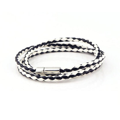 1Pc New Fashion Men Women Three Laps Pu Leather Bracelet Wristband Bangle Punk - Red