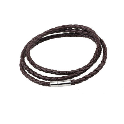 1Pc New Fashion Men Women Three Laps Pu Leather Bracelet Wristband Bangle Punk - Red