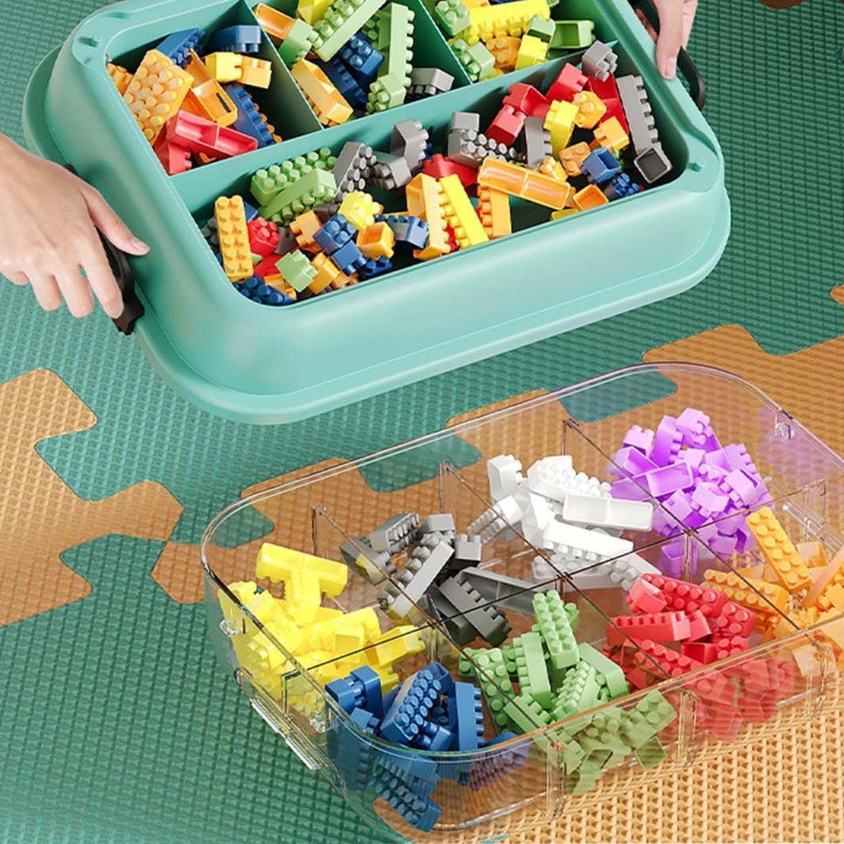 3-Layer Stackable Storage Box for Building Blocks Toy Organizer with Sorting Trays - Orange.