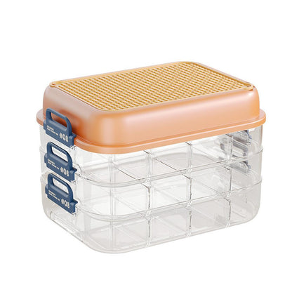 3-Layer Stackable Storage Box for Building Blocks Toy Organizer with Sorting Trays - Orange.
