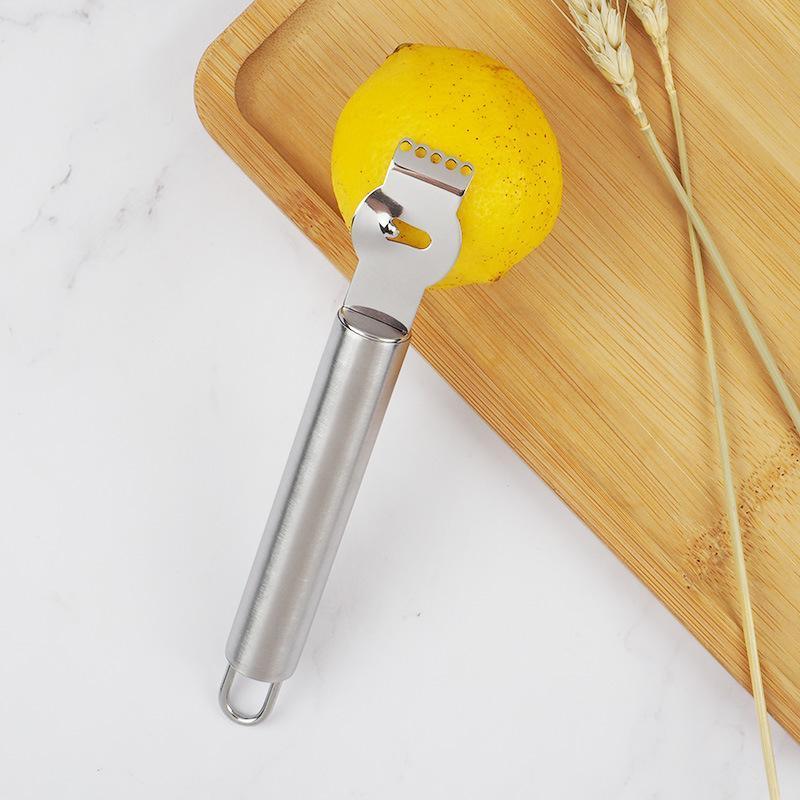 Lemon Zester Grater Knife Tool Stainless Steel with Channel Garnish Citrus Lime - Rose Gold