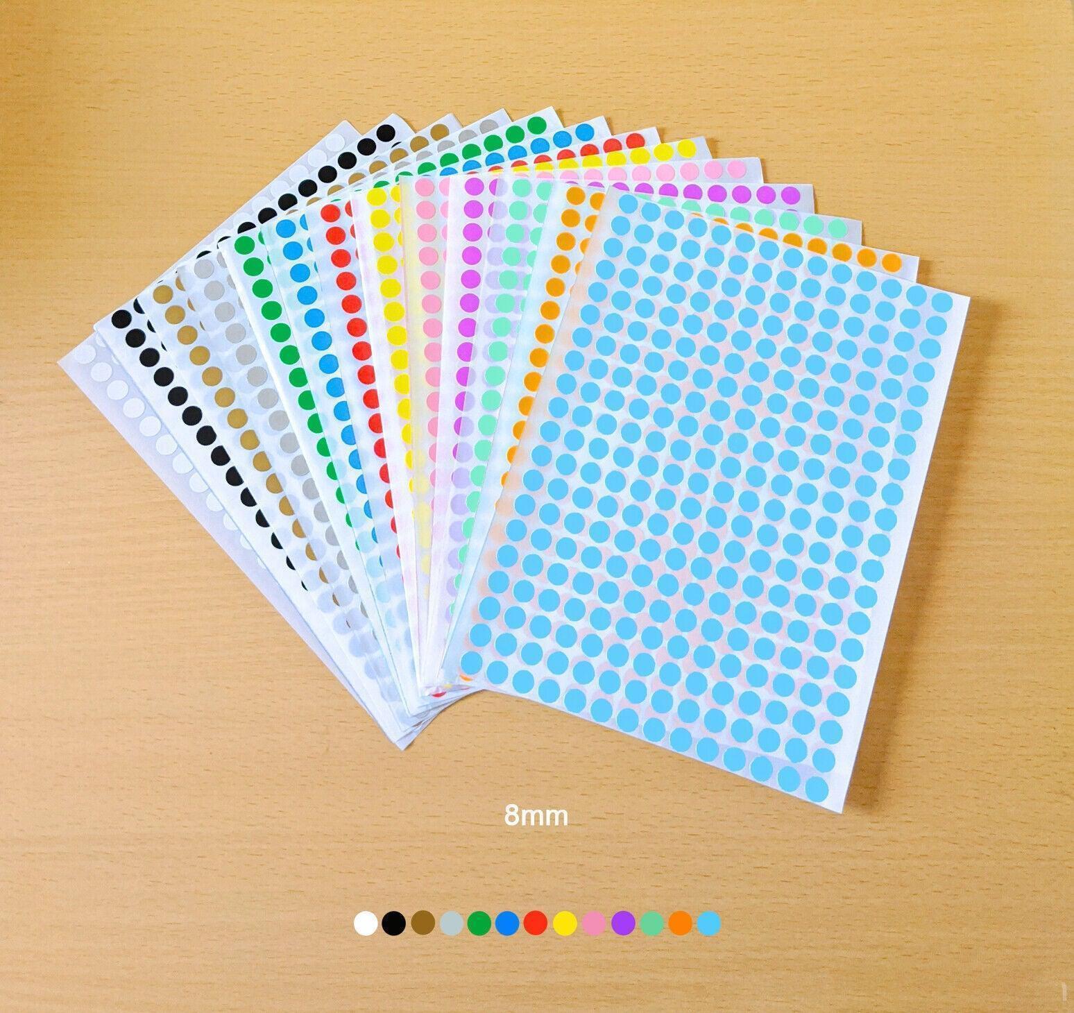 Green Assorted Sizes Colour Sticker Dots Adhesive Round Labels Circular Spot Scrapbook - 13mm*132 Dots.