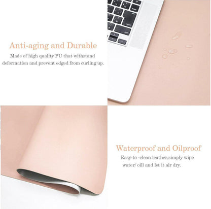 Leather Mouse Pad Gaming Waterproof Desk Mat 25 x 21cm Anti Slip - Light Green.