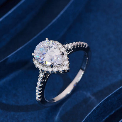 Sparkling Pear Shaped Zircon Cluster Ring Pear Shape Engagement Women Gift - 6