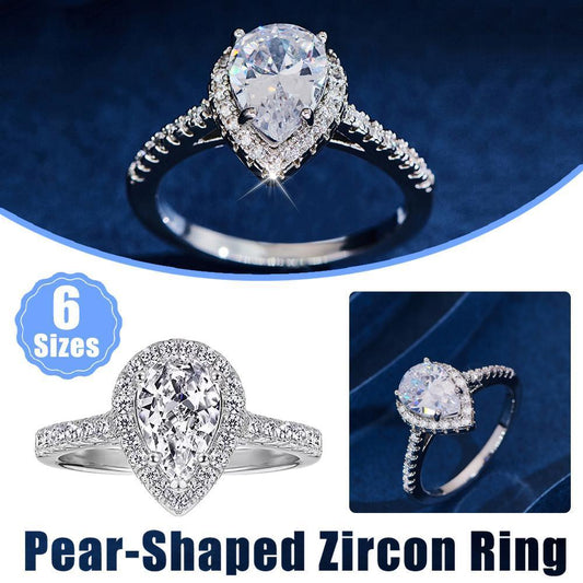 Sparkling Pear Shaped Zircon Cluster Ring Pear Shape Engagement Women Gift - 7