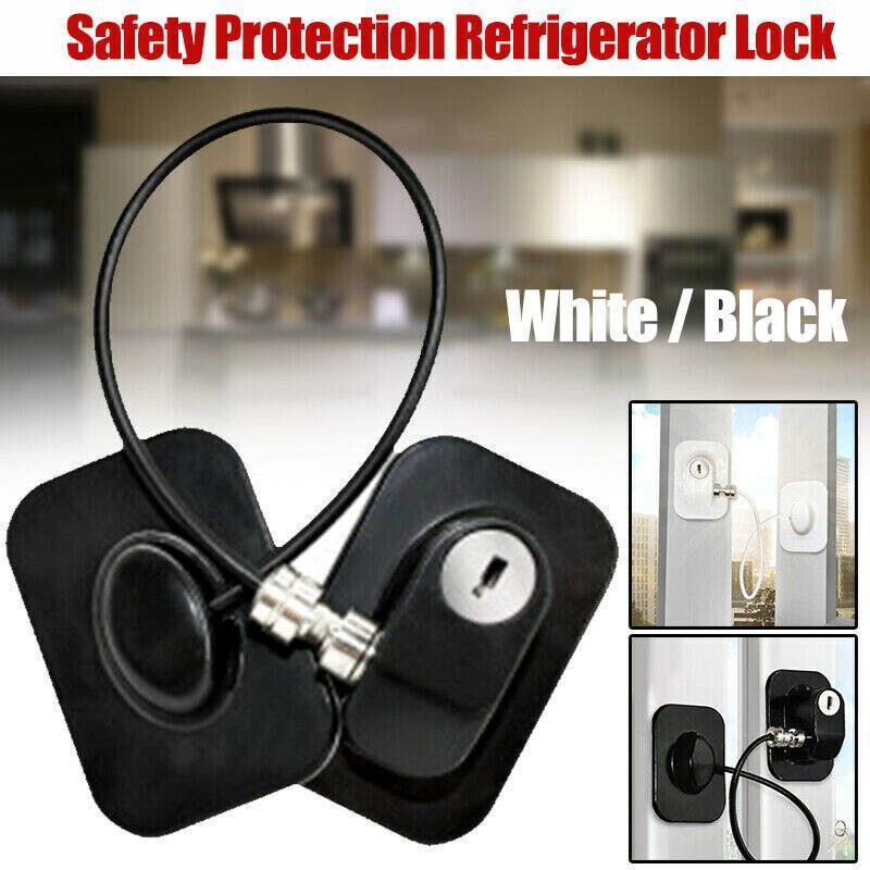 Refrigerator Lock with Keys for Fridge Cabinet Window Door and Drawer Latch Use - Black.