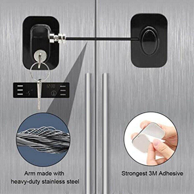 Refrigerator Lock with Keys for Fridge Cabinet Window Door and Drawer Latch Use - Black.