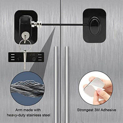 Refrigerator Lock with Keys for Fridge Cabinet Window Door and Drawer Latch Use - Black.