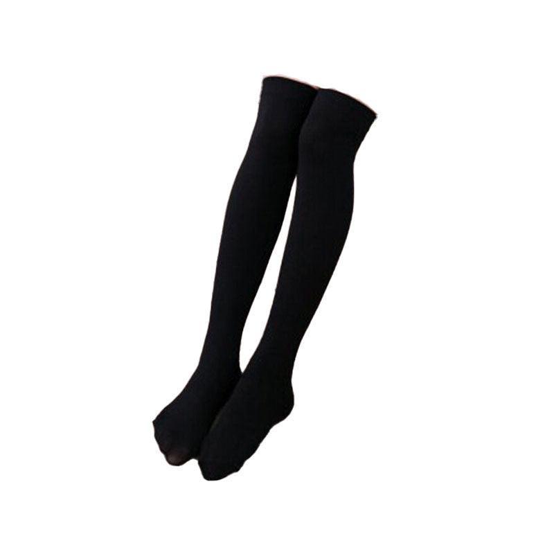 Womens Girls Long Socks Over Knee Thigh High Stockings Hosiery Tights Pantyhose - Black