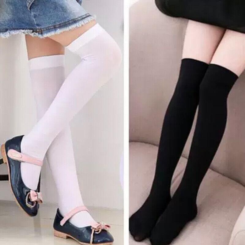 Womens Girls Long Socks Over Knee Thigh High Stockings Hosiery Tights Pantyhose - Black