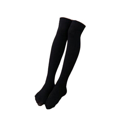 Womens Girls Long Socks Over Knee Thigh High Stockings Hosiery Tights Pantyhose - Black
