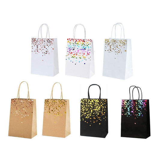 30PCS Kraft Paper Gift Bags Small Love Candy Bags Gold Foil Wedding Party Favors - White-Gold Foil