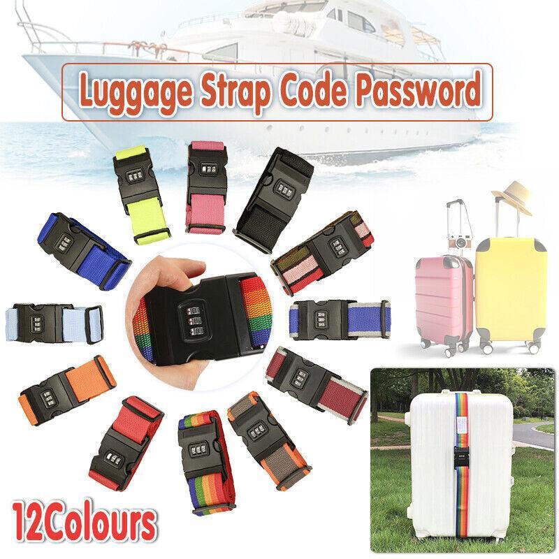 Luggage Strap Code Password Travel Suitcase Secure Lock Safe Nylon Packing Belt - Orange