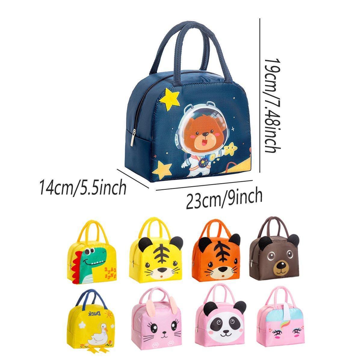 3D Bento Lunch Bag Cartoon Handbag Insulated Food Box Bag for Students LunchTote - Yellow Duck.