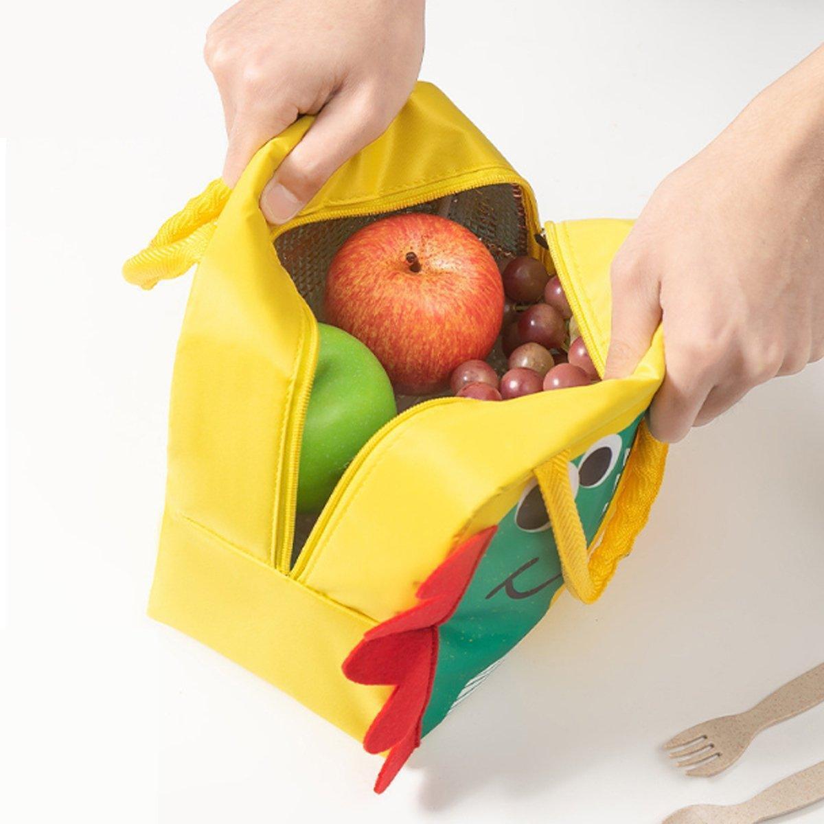 3D Bento Lunch Bag Cartoon Handbag Insulated Food Box Bag for Students LunchTote - Yellow Duck.