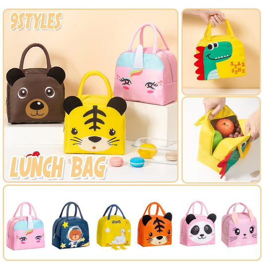 3D Bento Lunch Bag Cartoon Handbag Insulated Food Box Bag for Students LunchTote - Coffee Bear.