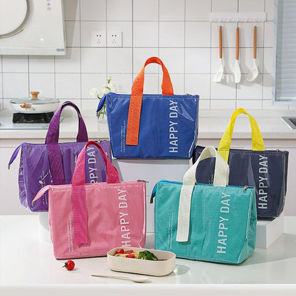Large Capacity Lunch Bag Outdoor Picnic Aluminum Foil Portable Thermal Bag - Pink.