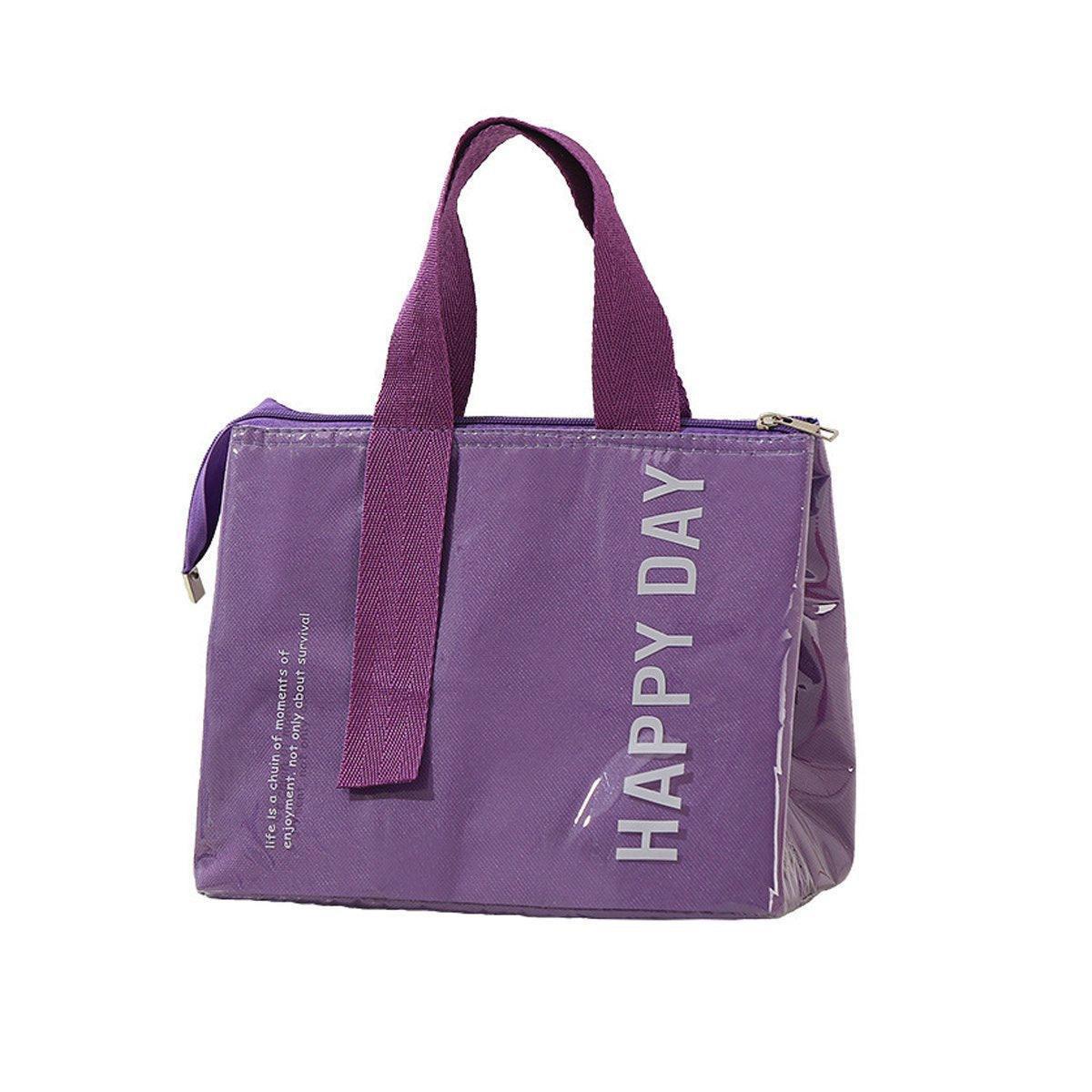 Large Capacity Lunch Bag Outdoor Picnic Aluminum Foil Portable Thermal Bag - Pink.