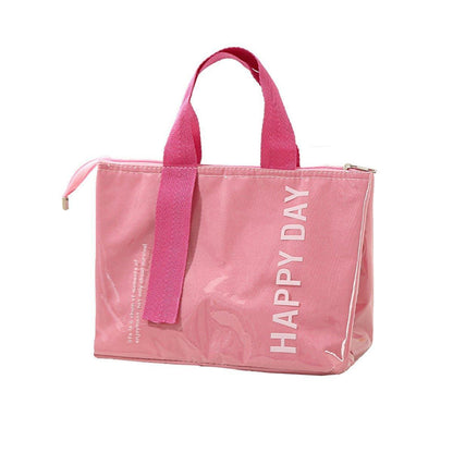 Large Capacity Lunch Bag Outdoor Picnic Aluminum Foil Portable Thermal Bag - Pink.