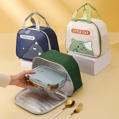 Cute Cartoon Lunch Bag Reusable Insulated School Lunch Box Cooler Tote Boy Girl - Pink.