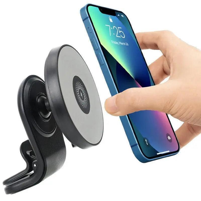 Wireless 15W Magnetic Car Mount Holder Charger For Iphone 13 12 Pro Max Magsafe - Black.
