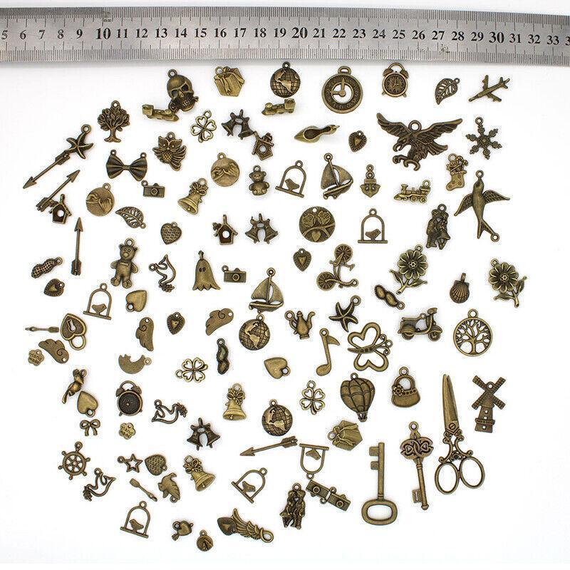 Mixed Tibetan Charms Pendants 50g Silver Bronze for Jewellery DIY Craft Making - Silver.