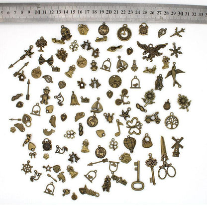Mixed Tibetan Charms Pendants 50g Silver Bronze for Jewellery DIY Craft Making - Silver.