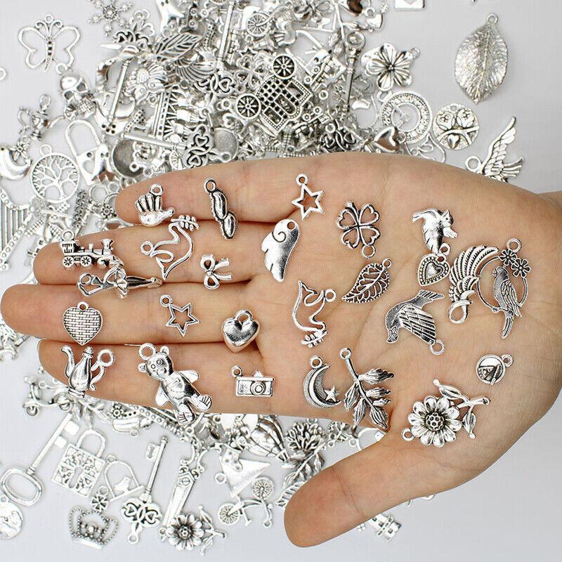 Mixed Tibetan Charms Pendants 50g Silver Bronze for Jewellery DIY Craft Making - Silver.