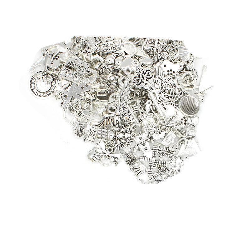 Mixed Tibetan Charms Pendants 50g Silver Bronze for Jewellery DIY Craft Making - Silver.