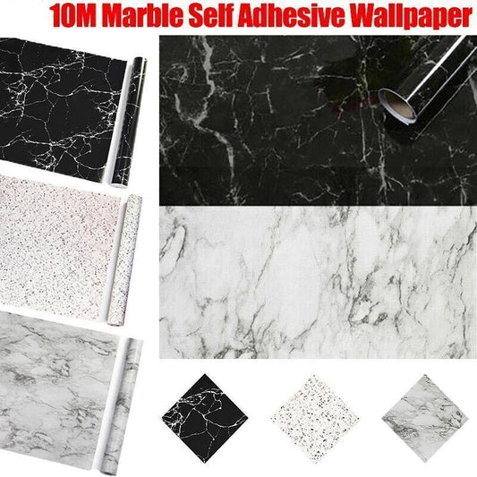 10M Marble Self-Adhesive PVC Wall Sticker Wallpaper Decor - White Marble-B