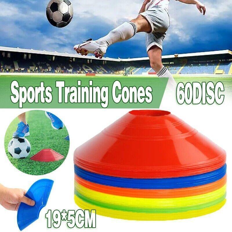 60 Pack Sports Training Discs Markers Cones Soccer Rugby Fitness Exercise.