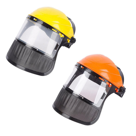 Garden Face Shield Headgear for Mowing and Outdoor Protective Use - Yellow.