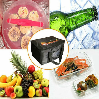 Insulated Food Delivery Bag Thermal Pizza Takeaway Cooler Storage 16L 28L 50L - 16L-28x19x20cm