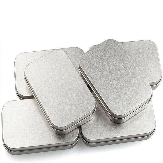 Small Metal Storage Tin Box with Lid 6PCS Portable Hinged Container for Travel Home.