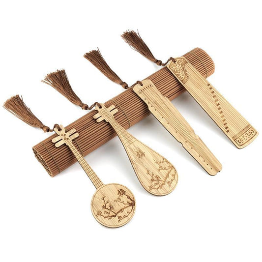Chinese Style Bass Book Folder Book Clip Bamboo Bookmark Guitar Bookmark Lable - Pipa - Lan