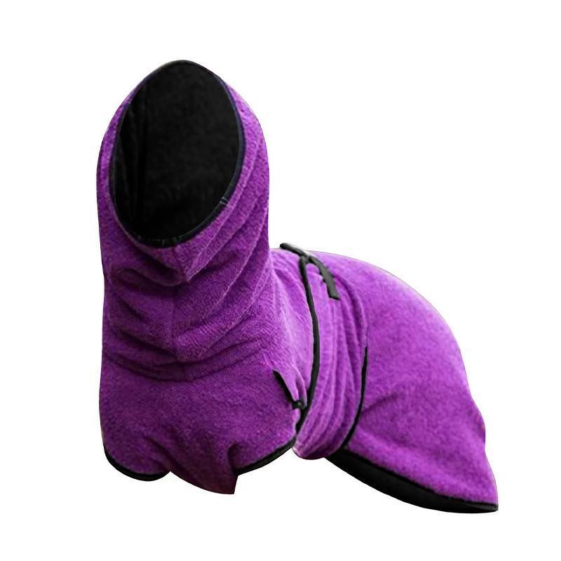 Dog Puppy HoodiesJacket Solid Coat Pet Winter Soft Warm Clothes S-5XL Purple - XL