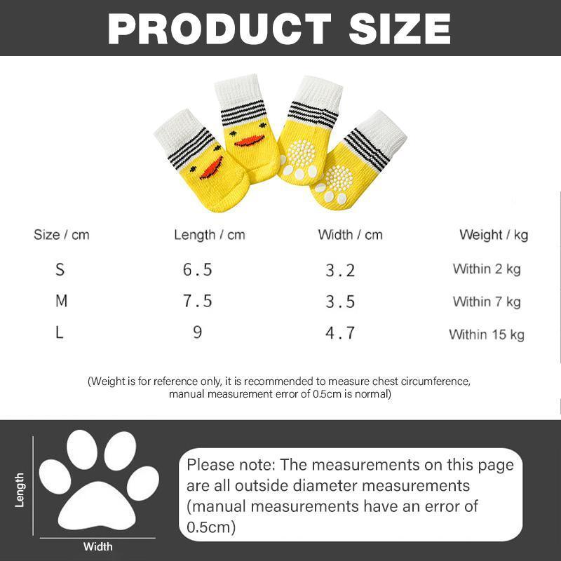 Non Slip Pet Socks for Dogs and Cats Knitted Paw Protector with Grips L Size - Red Mickey