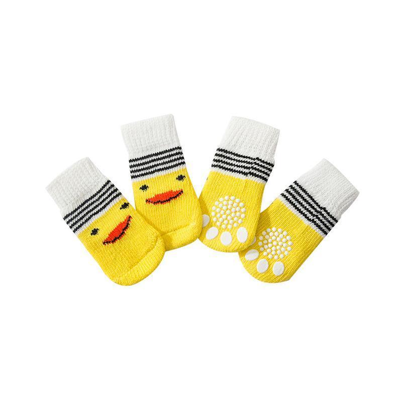 Dog Socks Non-Slip Grip Slip Anti-Slip - Puppy Cat Pet Shoes Slippers S Size - Yellow Kumamoto