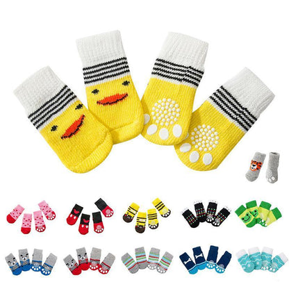 Dog Socks Non-Slip Grip Slip Anti-Slip - Puppy Cat Pet Shoes Slippers M Size - Yellow Kumamoto