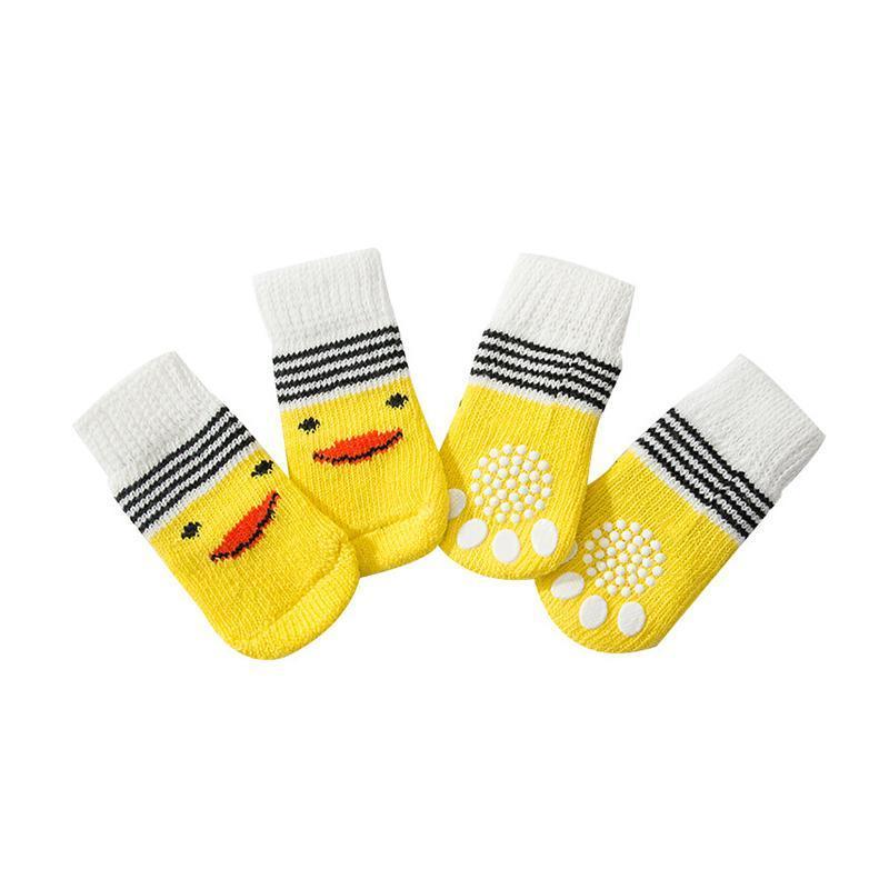 Dog Socks Non-Slip Grip Slip Anti-Slip - Puppy Cat Pet Shoes Slippers M Size - Yellow Kumamoto