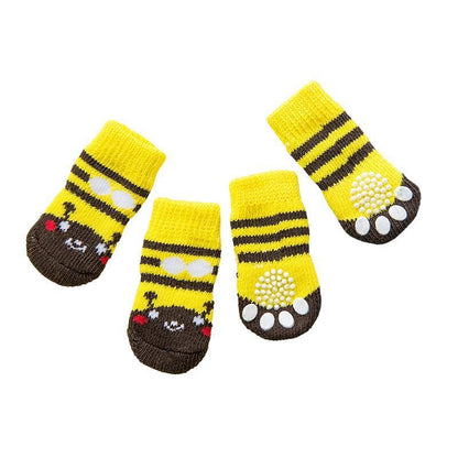 Dog Socks Non-Slip Grip Slip Anti-Slip - Puppy Cat Pet Shoes Slippers M Size - Yellow Kumamoto