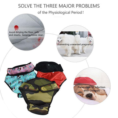 Washable Female Pet Dog Cat Nappy Diaper Physiological Pants Panties Underwear Black - XS