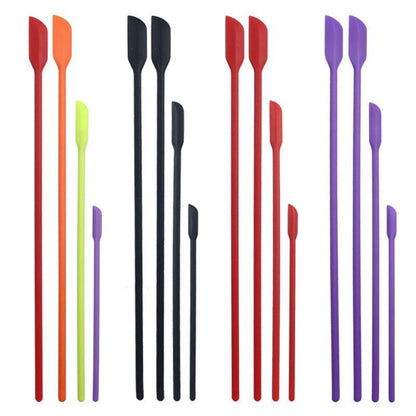 4X Silicone Mini Spatula Jar Scraper Scoop Tip Long Spatula Cosmetic Bottle B8A3 - Red