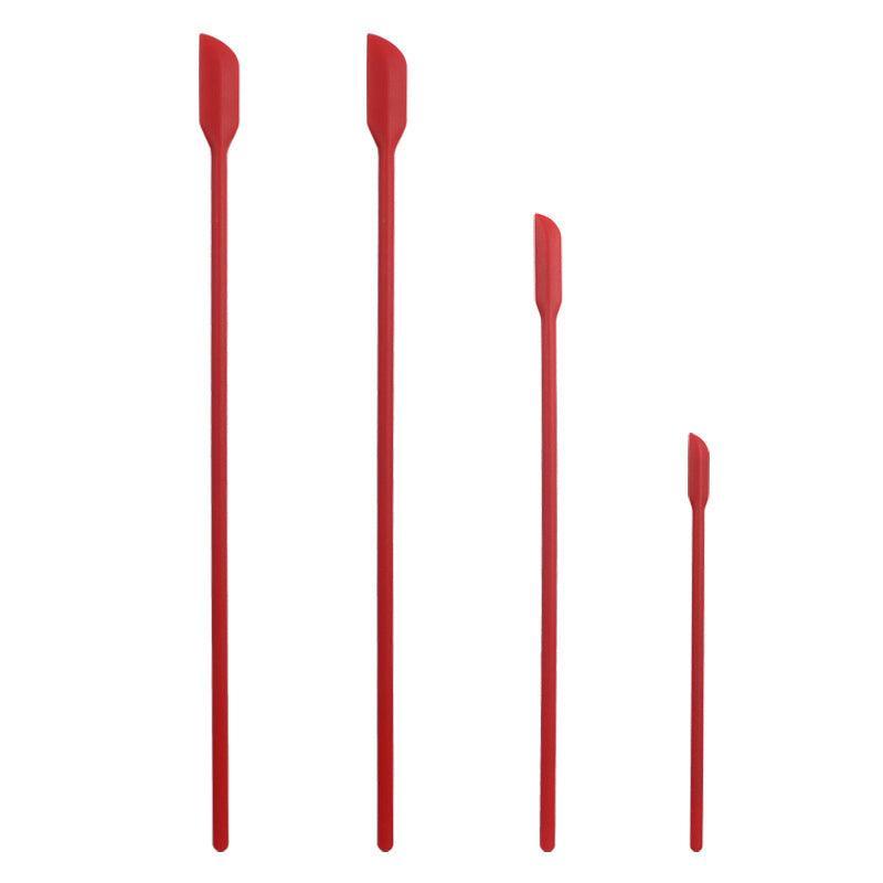 4X Silicone Mini Spatula Jar Scraper Scoop Tip Long Spatula Cosmetic Bottle B8A3 - Red