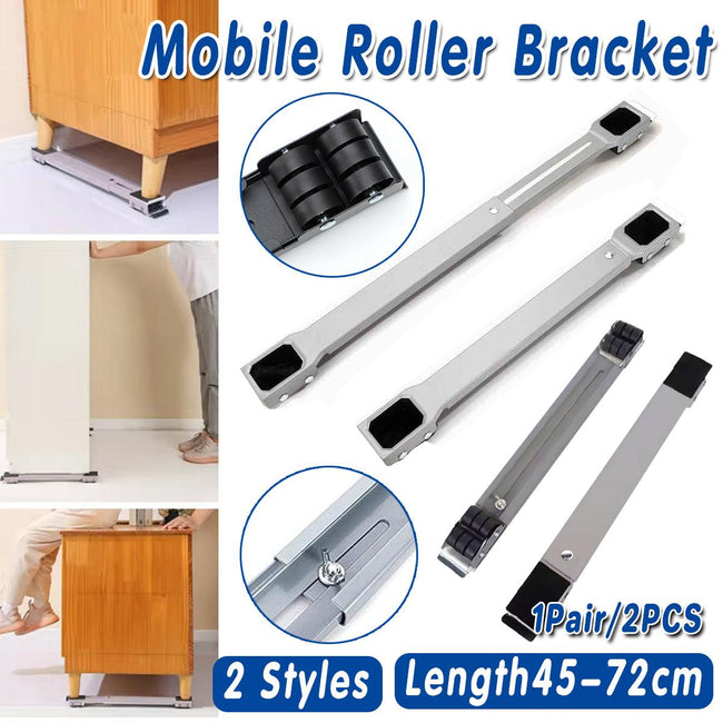 2pcs Adjustable Refrigerator Washing Machine Base Stand Movable Support Shelf - Grooved Hover Image