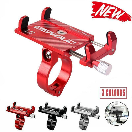 Aluminium Alloy Bicycle Phone Holder Handlebar Mount For Bike Motorcycle - Red.
