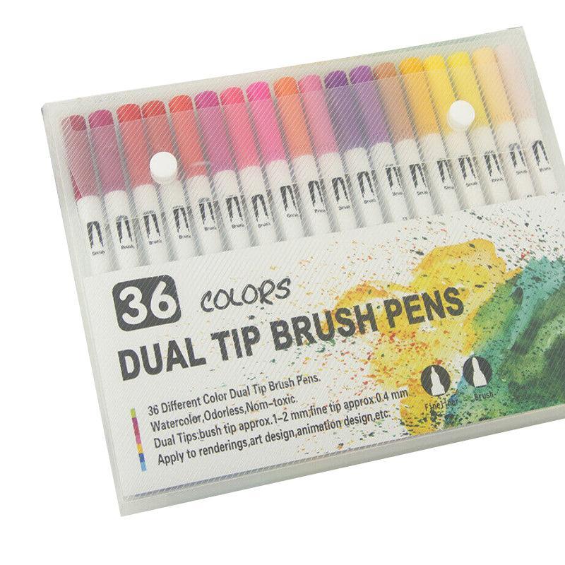 12-120 Watercolor Brush Pen Set Artist Sketch Marker - White-12 Colours