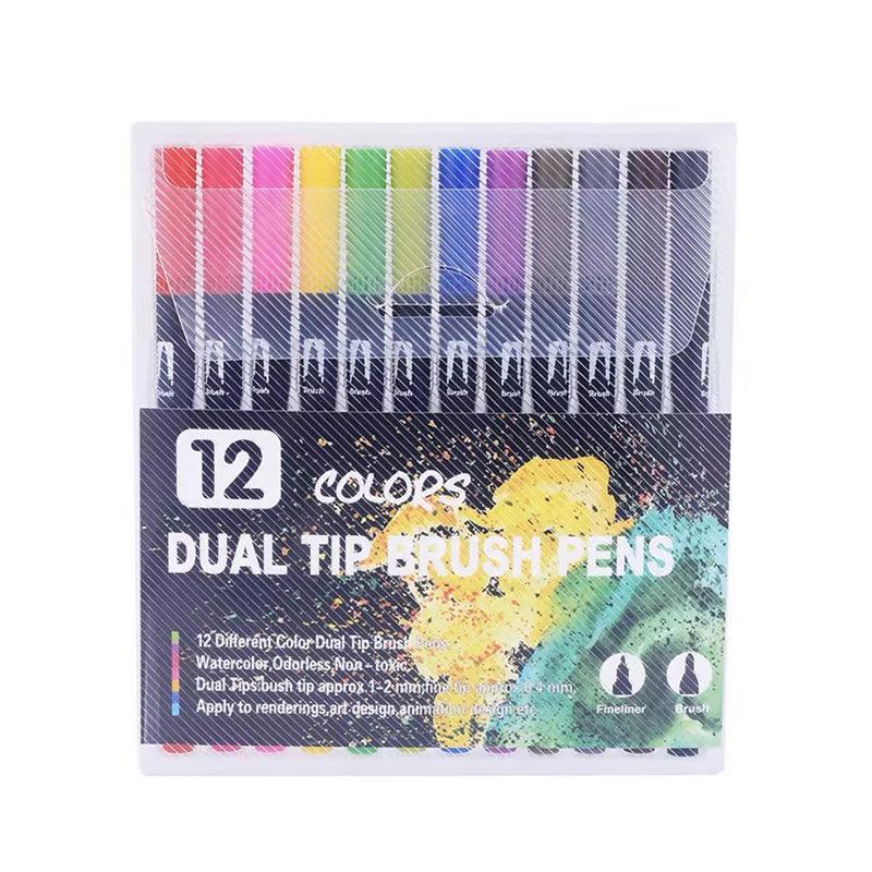 12-120 Watercolor Brush Pen Set Artist Sketch Marker - White-12 Colours