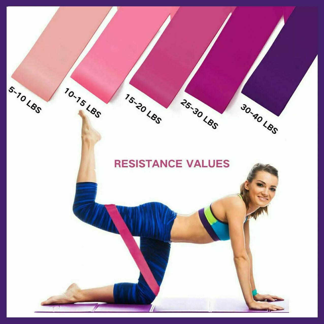Exercise Resistance Bands Loop Power Strength Training Fitness Yoga Pilates Gym - Pink (600*50*0.5MM).